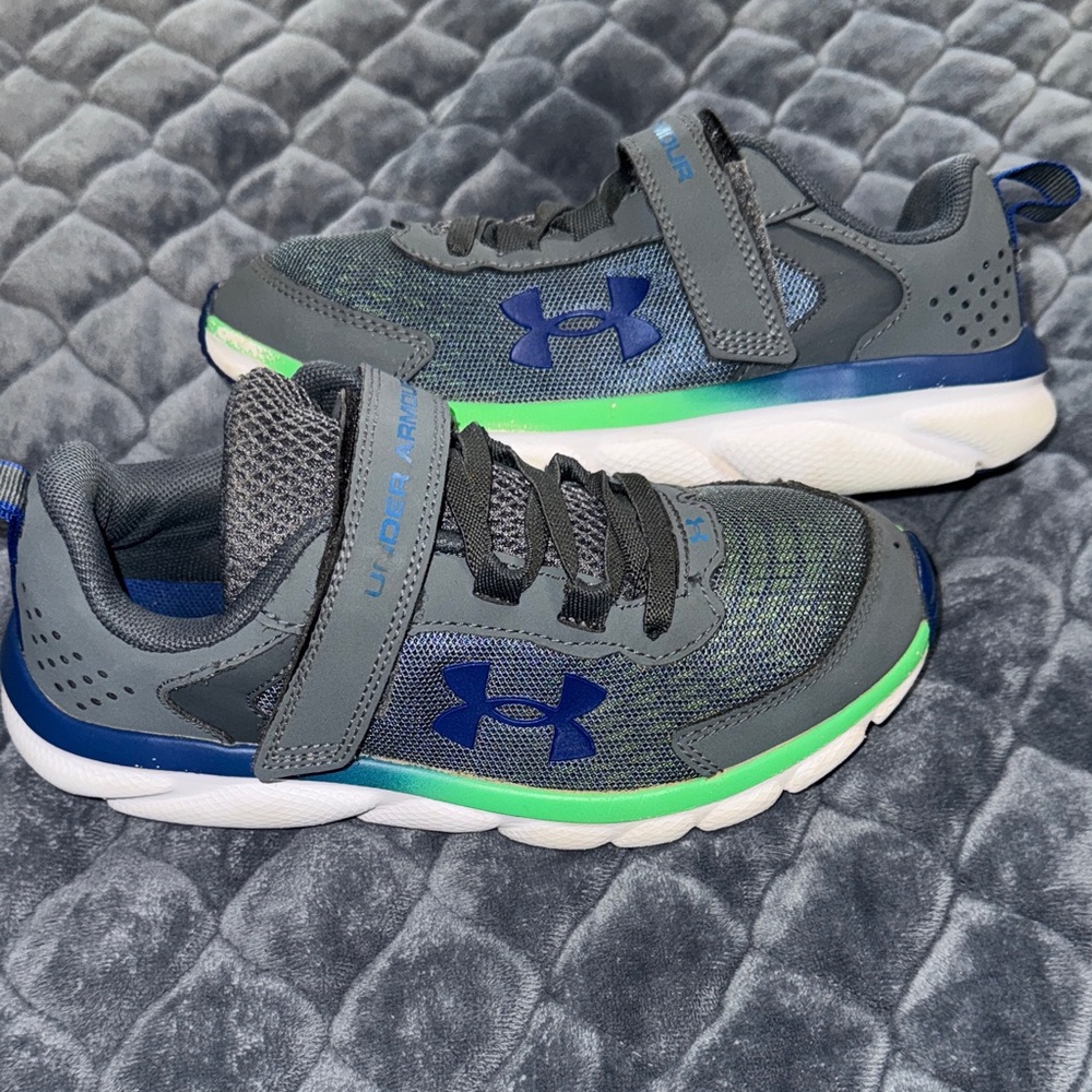 Under Armour Kids' Gray and Blue Sneakers